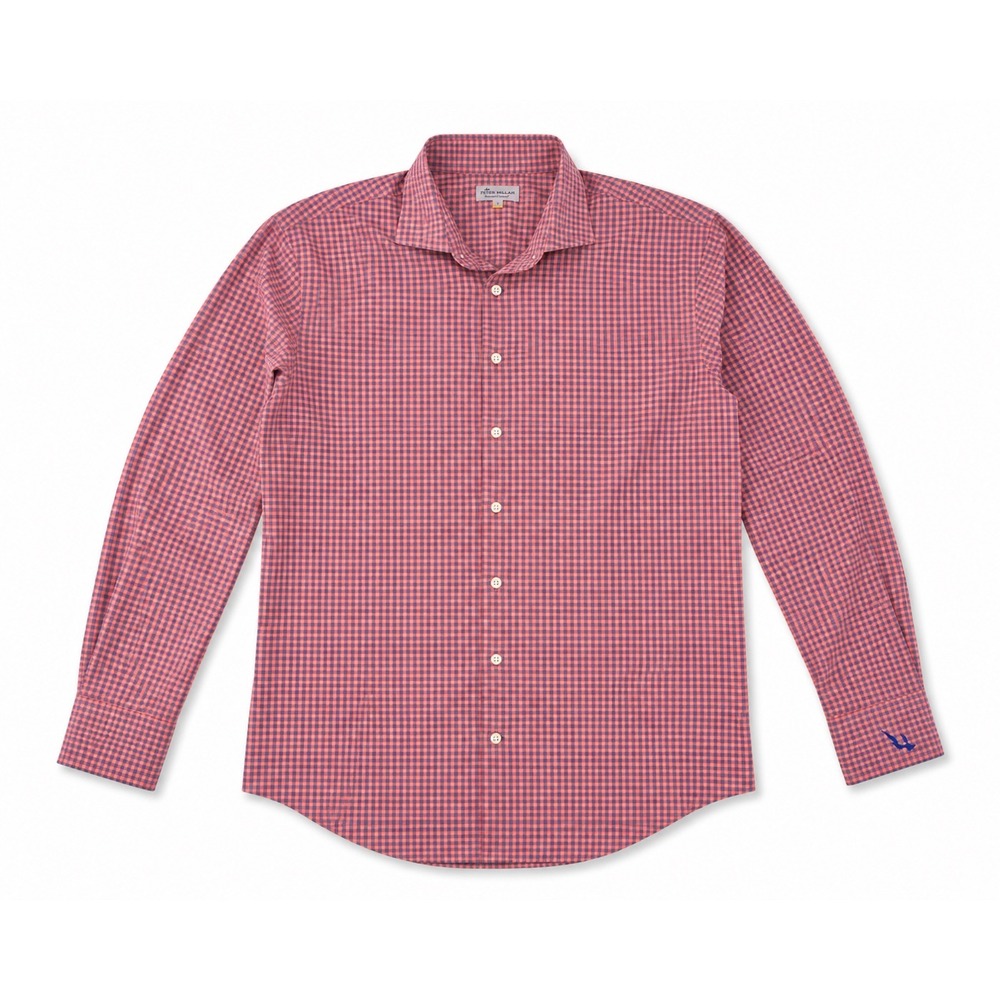 Peter Millar Summer Comfort Mens pink Blue Gingham Button Down Shirt MS19EW71SL